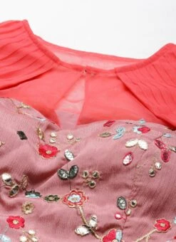 Dupatta From Rouge Pink Chinon Embroidered Lehenga Set After Six Wear -C Bazaar Shop Rouge Pink Chinon Embroidered Lehenga Set GHBS02209645 rrc1 1