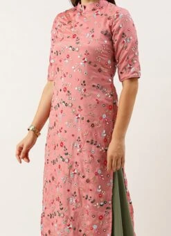 Top From Rouge Pink Embroidered Collar Neck Palazzo Suit After Six Wear