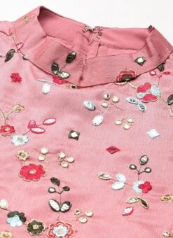 Bottom From Rouge Pink Embroidered Collar Neck Palazzo Suit After Six Wear -C Bazaar Shop Rouge Pink Embroidered Collar Neck Palazzo Suit SLBS02301736 rrc1