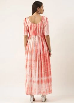 Rust Color Tie Dye Maxi Dress Festive Wear After Six Wear -C Bazaar Shop Rust Color Tie Dye Maxi Dress DRBS02202354 b