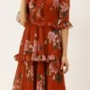 Rust Georgette Digital Printed Gown After Six Wear