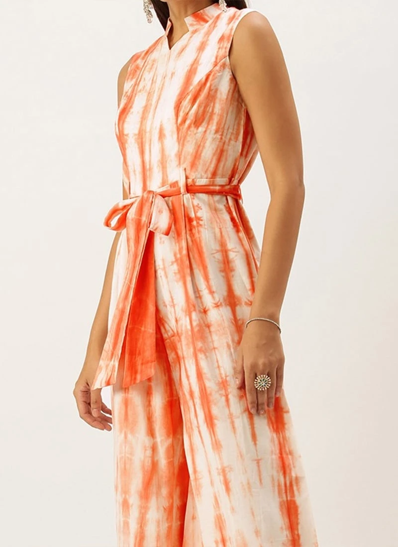 Rust Tie N Dye Cotton Collar Neck Jumpsuit After Six Wear 1 Rust Tie N Dye Cotton Collar Neck Jumpsuit After Six Wear