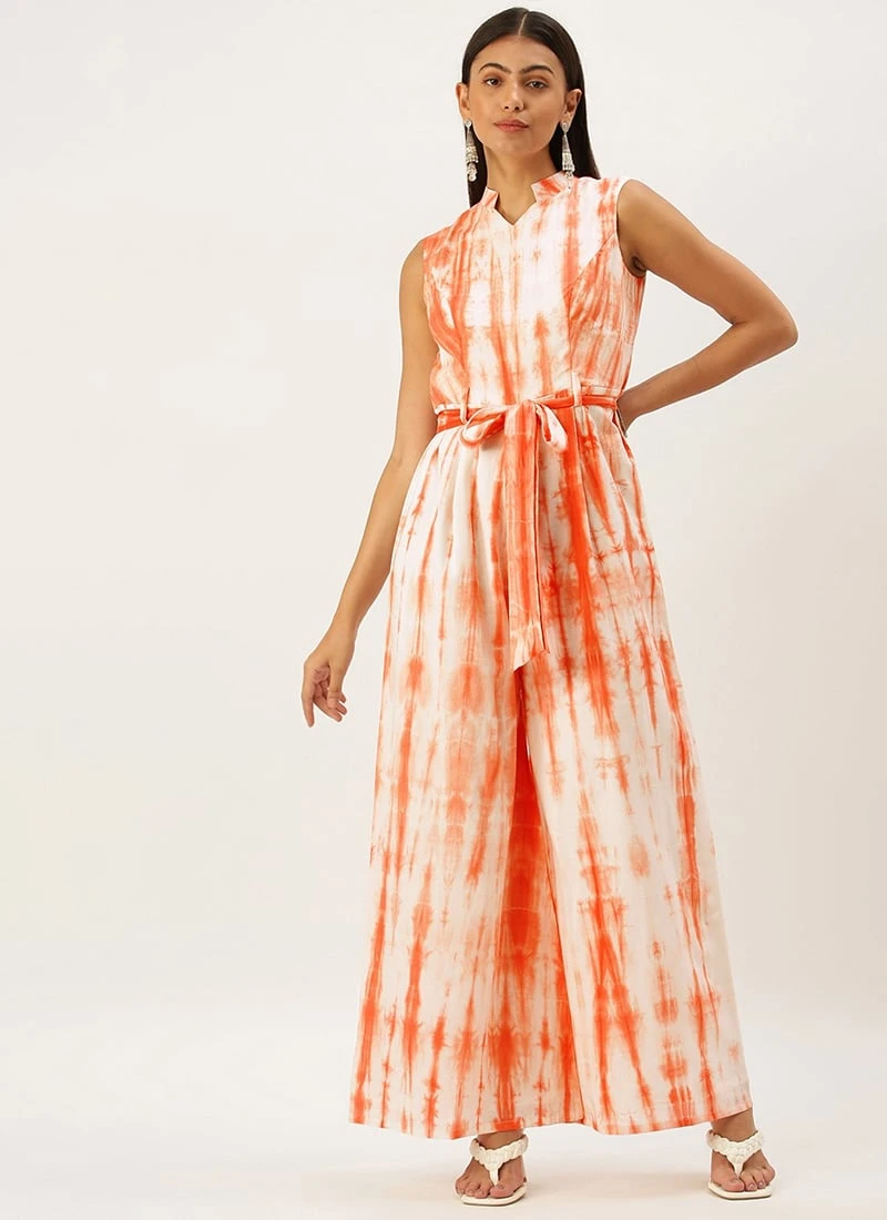 Rust Tie N Dye Cotton Collar Neck Jumpsuit After Six Wear 3 Rust Tie N Dye Cotton Collar Neck Jumpsuit After Six Wear - Image 3