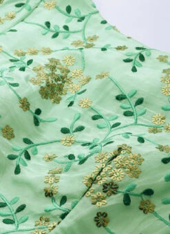 Sea Green Embroidered Asymmetrical Layered Gown Party Wear -C Bazaar Shop Sea Green Embroidered Asymmetrical Layered Gown IWBS02007259 rrc1
