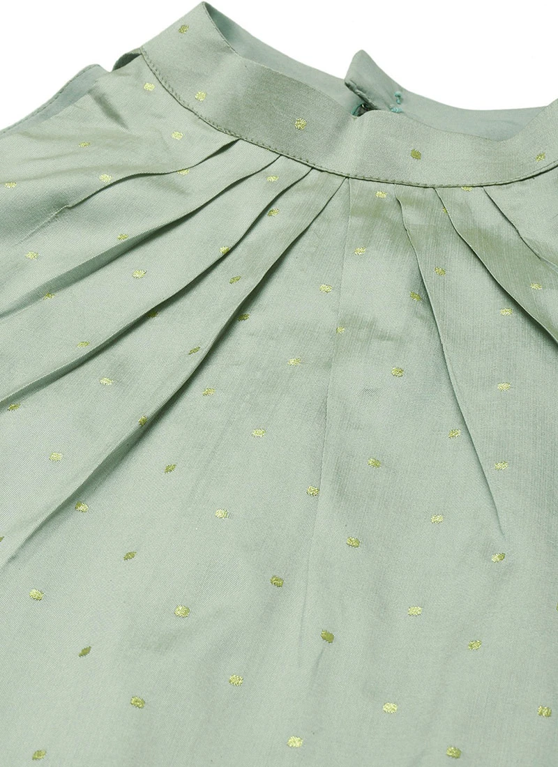 Sea Green Jacquard Kurta Festive Wear 5 Sea Green Jacquard Kurta Festive Wear - Image 5