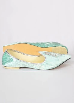 Sea Green Velvet Hand Work Mojri -C Bazaar Shop Sea Green Velvet Hand Work Mojri MFWMRG8 b