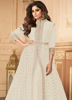 Shamita Shetty Off White Georgette Anarkali Suit Party Wear 7 Shamita Shetty Off White Georgette Anarkali Suit Party Wear -C Bazaar Shop Shamita Shetty Off White Georgette Anarkali Suit SLSAK7152I b