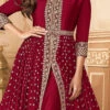 Shamita Shetty Wine Georgette Embroidered Anarkali Party Wear