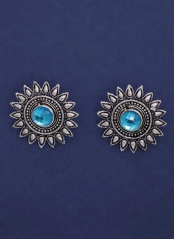 Silver N Blue Studs After Six Wear 5 Silver N Blue Studs After Six Wear -C Bazaar Shop Silver N Blue Studs ERMPF9479 b