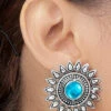 Silver N Blue Studs After Six Wear