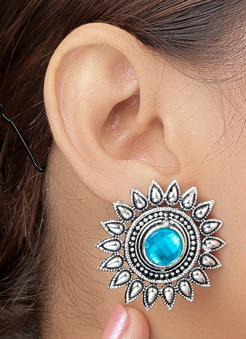 Silver N Blue Studs After Six Wear 1 Silver N Blue Studs After Six Wear