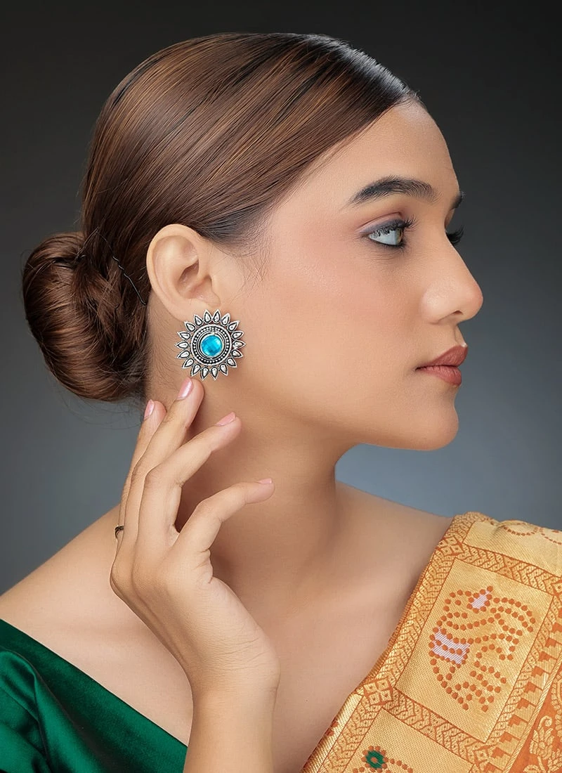 Silver N Blue Studs After Six Wear 2 Silver N Blue Studs After Six Wear - Image 2