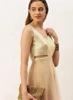 Silver Sequins Embroidered N Light Beige Net Gown Festive Wear -C Bazaar Shop Silver Sequins Embroidered N Light Beige Net Gown IWBS02211072 rrc1