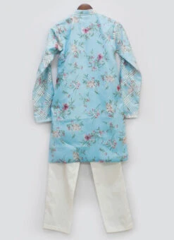 Sky Blue Cotton Gota N Printed Kurta Pyjama -C Bazaar Shop Sky Blue Cotton Gota N Printed Kurta Pyjama KDBDFK2134 b