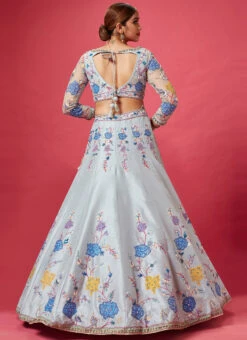 Sky Blue Embroidered And Hand Work Art Silk Umbrella Lehenga Wedding Wear 7 Sky Blue Embroidered And Hand Work Art Silk Umbrella Lehenga Wedding Wear -C Bazaar Shop Sky Blue Embroidered and Hand work Art Silk Umbrella Lehenga GHMKNS1178559B b