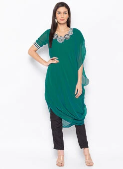 Sky Blue Georgette Embroidered Kurta Straight Pant Set After Six Wear -C Bazaar Shop Sky Blue Georgette Embroidered Kurta Straight Pant Set KRSMNC2015KS u