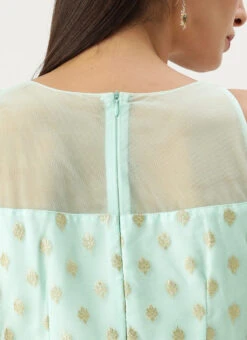 Sky Blue Organza Jacquard Dress Festive Wear -C Bazaar Shop Sky Blue Organza Jacquard Dress DRBS02303569 rrc2