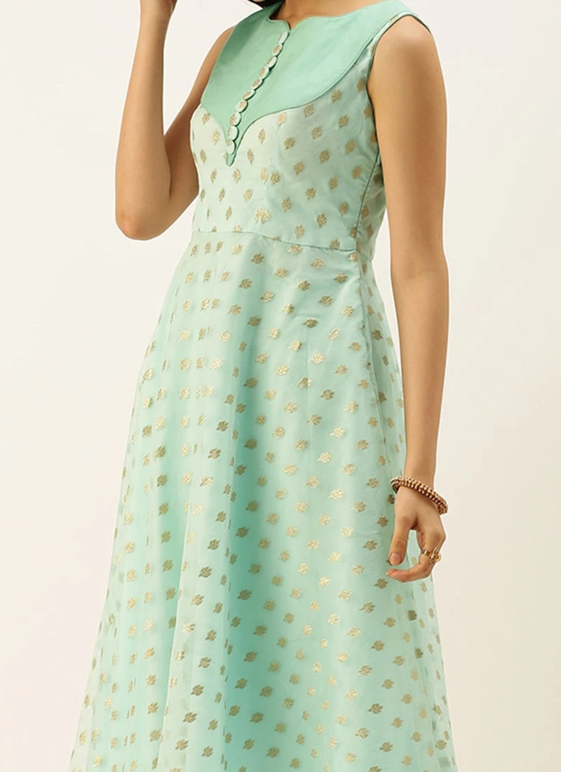 Sky Blue Organza Jacquard Kurta Set Festive Wear 1 Sky Blue Organza Jacquard Kurta Set Festive Wear