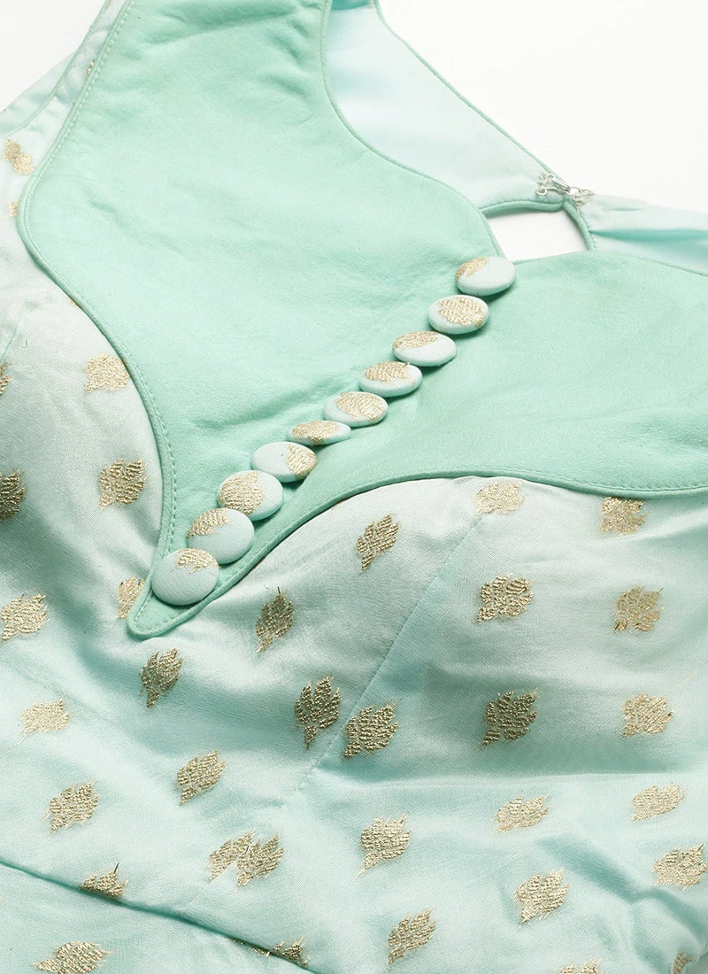 Sky Blue Organza Jacquard Kurta Set Festive Wear 5 Sky Blue Organza Jacquard Kurta Set Festive Wear - Image 5