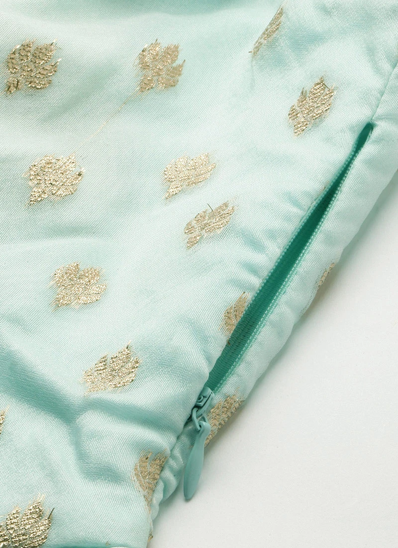 Sky Blue Organza Jacquard Kurta Set Festive Wear 6 Sky Blue Organza Jacquard Kurta Set Festive Wear - Image 6