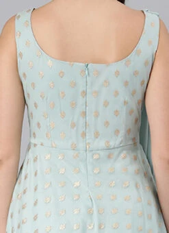 Sky Blue Organza Jacquard N Green Georgette Dress Wedding Wear 13 Sky Blue Organza Jacquard N Green Georgette Dress Wedding Wear -C Bazaar Shop Sky Blue Organza Jacquard N Green Georgette Dress DRBS02205066 rrc2