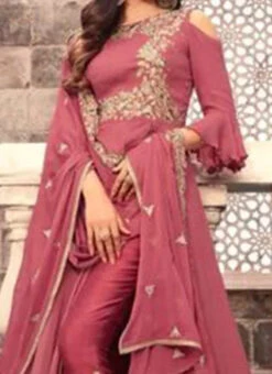 Sonal Chauhan Dark Pink Abaya Style Anarkali Suit Party Wear