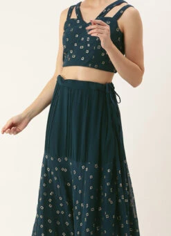 Skirt From Teal Blue Georgette Embroidered Co Ord Set After Six Wear
