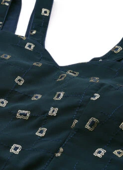 Skirt From Teal Blue Georgette Embroidered Co Ord Set After Six Wear -C Bazaar Shop Teal Blue Georgette Embroidered Co ord Set IWBS02305160 rrc1