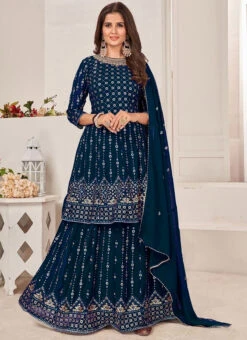 Teal Blue Georgette Embroidery Long Choli Lehenga Party Wear 6 Teal Blue Georgette Embroidery Long Choli Lehenga Party Wear -C Bazaar Shop Teal Blue Georgette Embroidery Long Choli Lehenga GHSAK40381235 u