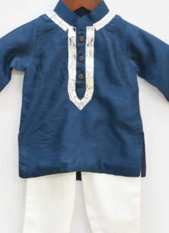 Teal Blue Tikki Work Kurta Pyjama