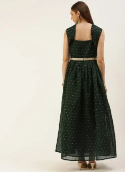 Teal Green Art Silk Cotton Jacquard Dress After Six Wear -C Bazaar Shop Teal Green Art Silk Cotton Jacquard Dress DRBS02212464 b