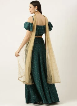 Teal Green Art Silk Foil Print Lehenga Set Festive Wear 11 Teal Green Art Silk Foil Print Lehenga Set Festive Wear -C Bazaar Shop Teal Green Art Silk Foil Print Lehenga Set GHBS02301053 b