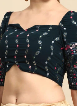 Teal Green Embroidered Blouse Festive Wear