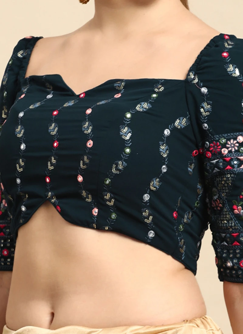Teal Green Embroidered Blouse Festive Wear 1 Teal Green Embroidered Blouse Festive Wear
