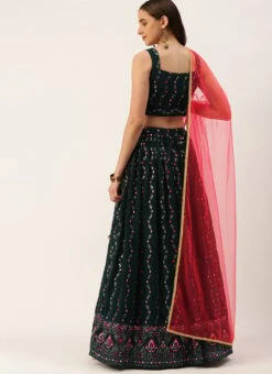 Dupatta From Teal Green Georgette Sequins Embroidered Lehenga After Six Wear -C Bazaar Shop Teal Green Georgette Sequins Embroidered Lehenga GHBS02210903 b