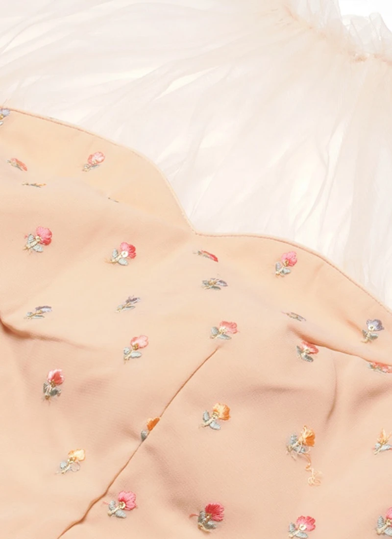 Peach Georgette Embroidered Lehenga Set Party Wear 5 Peach Georgette Embroidered Lehenga Set Party Wear - Image 5