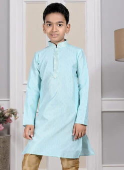 Turquoise Art Silk Printed Kurta Pyjama Party Wear 5 Turquoise Art Silk Printed Kurta Pyjama Party Wear -C Bazaar Shop Turquoise Art Silk Printed Kurta Pyjama KDMRG13041 b