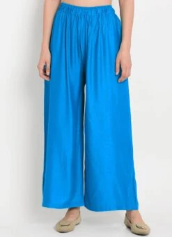 Turquoise Cotton Palazzo Pant Work Wear -C Bazaar Shop Turquoise Cotton Palazzo Pant WBDMF646 b