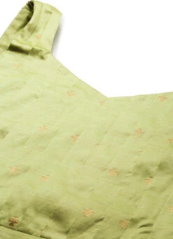 Pista Green High N Low Pleated Yoke Dress Festive Wear -C Bazaar Shop Turquoise High N Low Pleated Yoke Dress DRBS02108657 rrc1