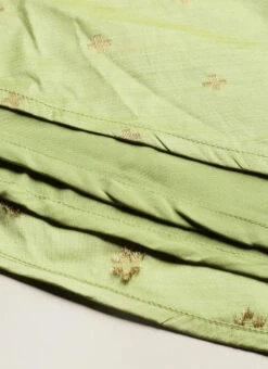 Pista Green High N Low Pleated Yoke Dress Festive Wear -C Bazaar Shop Turquoise High N Low Pleated Yoke Dress DRBS02108657 rrc2