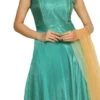 Turquoise Satin Blend Anarkali Suit Party Wear