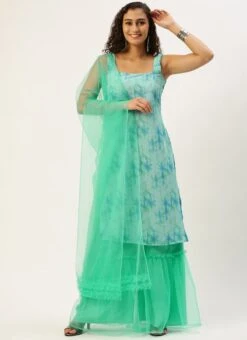 Top From Violet Net N Multicolored Printed Palazzo Suit After Six Wear -C Bazaar Shop Violet Net N Multicolored Printed Palazzo Suit SLBS02303754 u