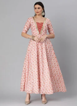 White Art Silk Printed Crisscross Dress Festive Wear -C Bazaar Shop White Art Silk Printed Crisscross Dress DRBS02205031 u