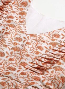 White Art Silk Printed Knife Pleated Style Dress After Six Wear -C Bazaar Shop White Art Silk Printed Knife Pleated Style Dress DRBS02204842 rrc1