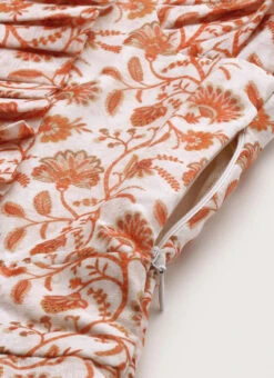 White Art Silk Printed Knife Pleated Style Dress After Six Wear -C Bazaar Shop White Art Silk Printed Knife Pleated Style Dress DRBS02204842 rrc3