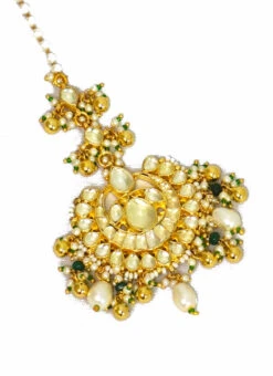 White Brass Kundan Tikka Party Wear -C Bazaar Shop White Brass Kundan Tikka HEJDDRJ94913H b