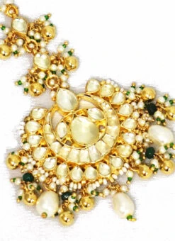 White Brass Kundan Tikka Party Wear