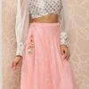 Dupatta From White Chinon Embroidered Pink Organza Lehenga Set After Six Wear