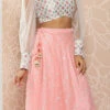 Skirt From White Chinon Embroidered Pink Organza Lehenga Set After Six Wear