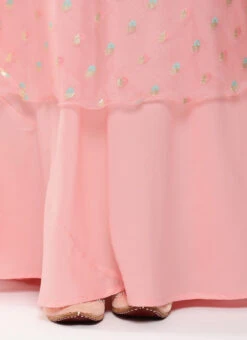 Skirt From White Chinon Embroidered Pink Organza Lehenga Set After Six Wear -C Bazaar Shop White Chinon Embroidered Pink Organza Lehenga Set GHBS02301031 rrc4
